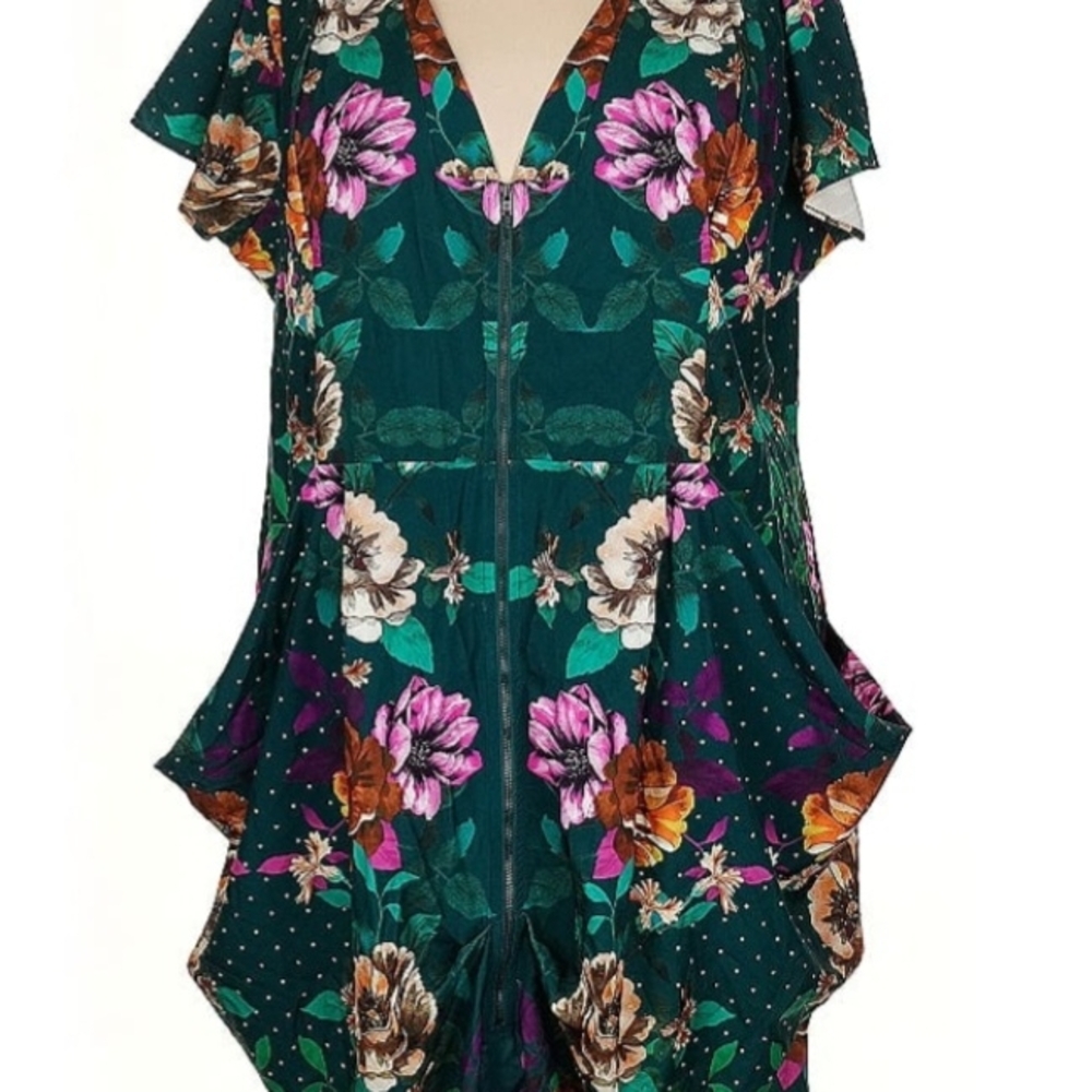 City Chic Floral Dress - Green and Purple